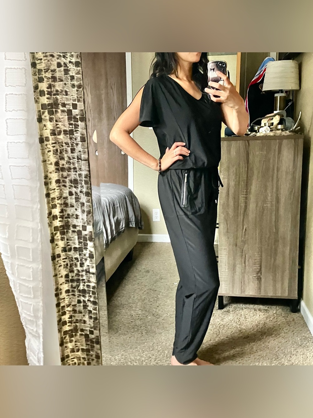 Slit sleeve jumpsuit
